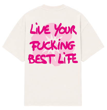 VINTAGE WHITE LYFBL PINK TEE