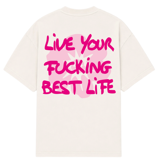 VINTAGE WHITE LYFBL PINK TEE